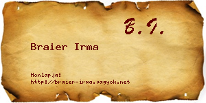 Braier Irma névjegykártya